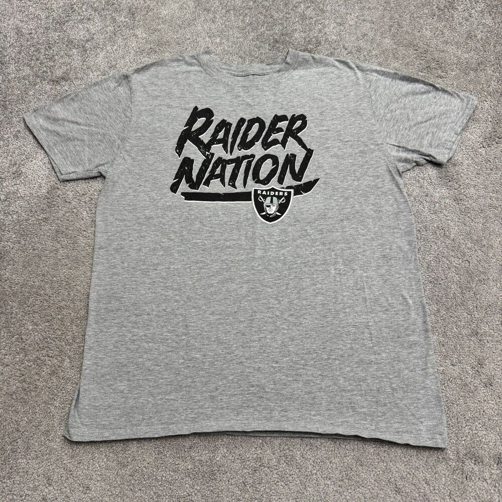 Fanatics NFL Las Vegas Oakland Raiders Raider Nation Graphic T Shirt Large Gray